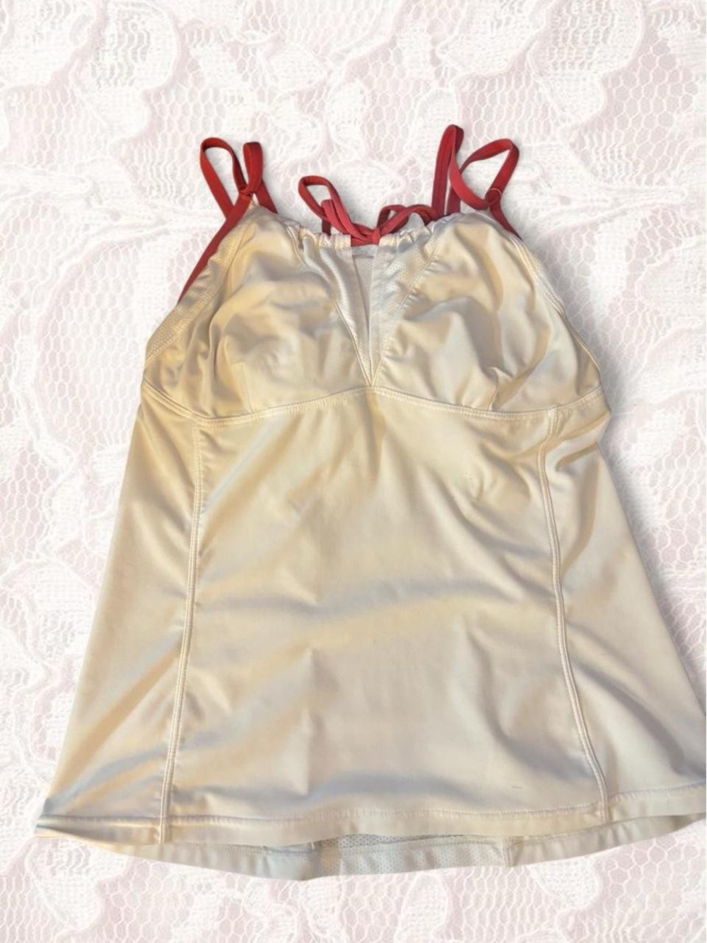 Nike Cream Tank Top with Red Straps
